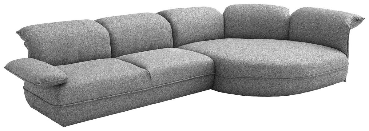ECKSOFA  in Chenille Grau  343/154 cm  - Schwarz/Grau, Design, Kunststoff/Textil (343/154cm) - Koinor
