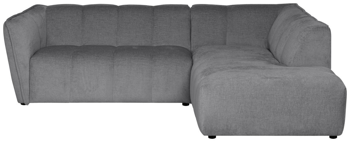 ECKSOFA LIVOLI in Chenille Hellgrau  230/218 cm  - Hellgrau/Schwarz, Design, Textil (230/218cm) - MID.YOU