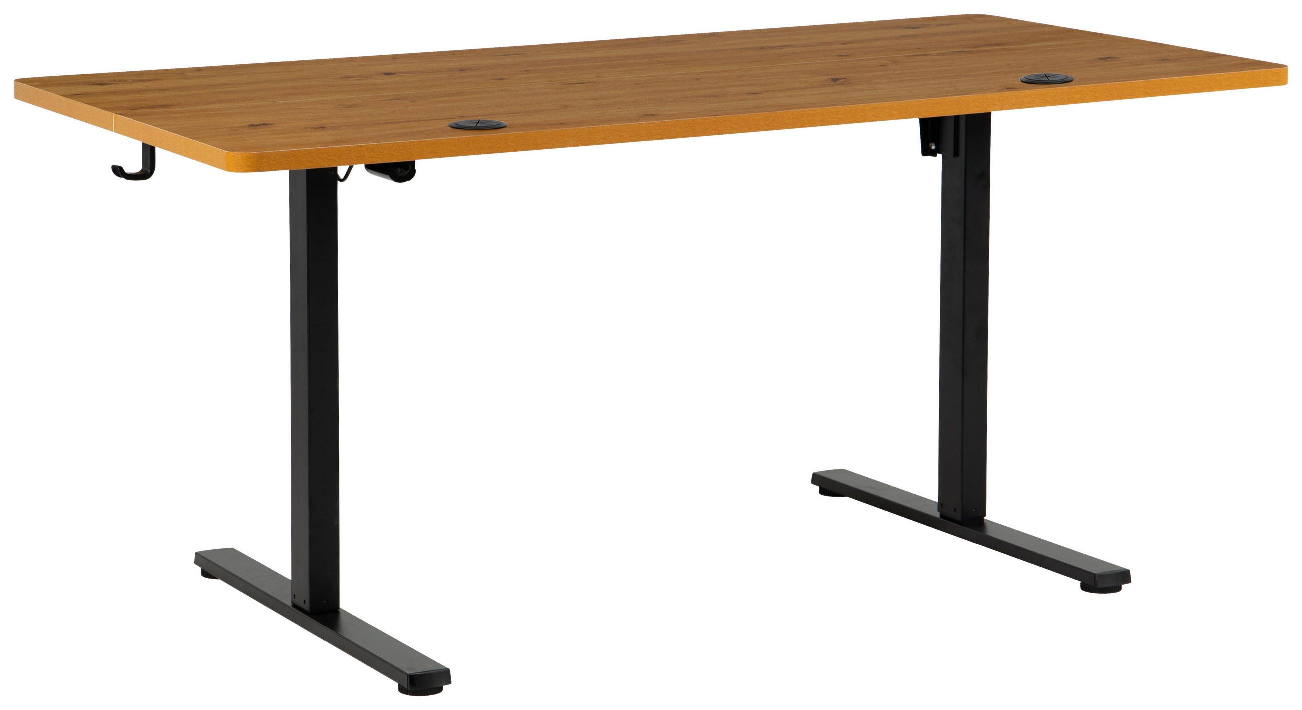 SCHREIBTISCH 160/80/72/118 cm Schwarz, Eichefarben elektrisch höhenverstellbar  - Eichefarben/Schwarz, MODERN, Holzwerkstoff/Metall (160/80/72/118cm) - Livetastic
