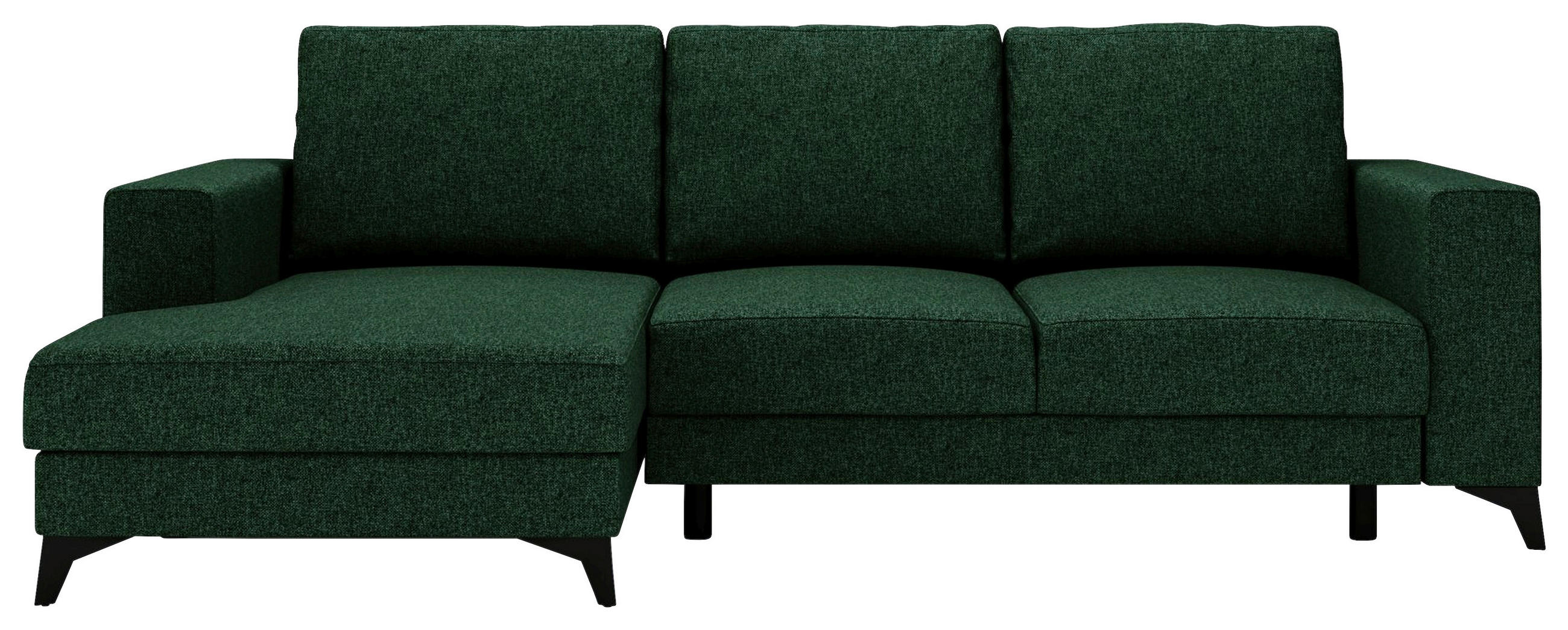 ECKSOFA in Flachgewebe Grün  156/244 cm  - Schwarz/Grün, Design, Textil/Metall (156/244cm) - Livetastic