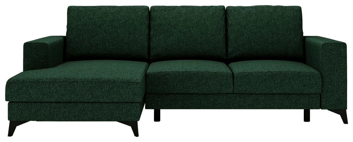 ECKSOFA in Flachgewebe Grün  - Schwarz/Grün, Design, Textil/Metall (156/244cm) - Livetastic