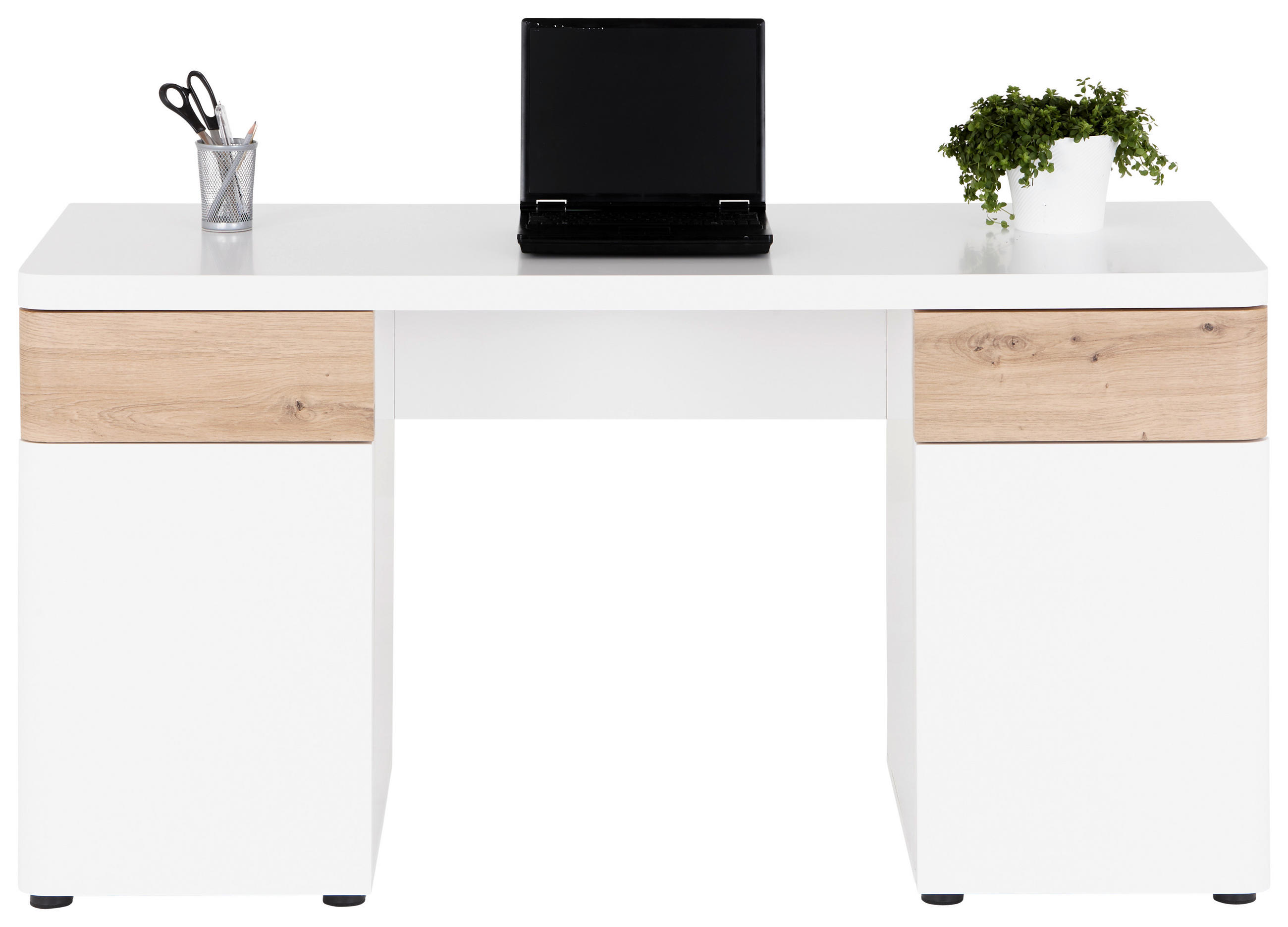 SCHREIBTISCH 140/55/75 cm  in Weiß, Eichefarben  - Eichefarben/Weiß, MODERN, Holzwerkstoff/Kunststoff (140/55/75cm) - MID.YOU