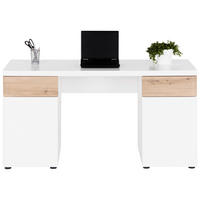 SCHREIBTISCH 140/55/75 cm  in Weiß, Eichefarben  - Eichefarben/Weiß, MODERN, Holzwerkstoff/Kunststoff (140/55/75cm) - MID.YOU