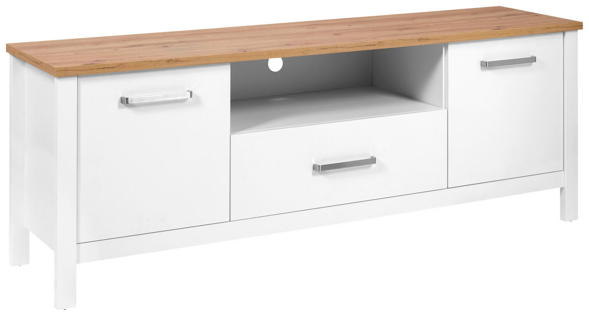 NISKA KOMODA   173/64/45 cm   bijela, hrast Artisan   - bijela/srebrne boje, Romantično / ladanjski, drvni materijal/metal (173/64/45cm)