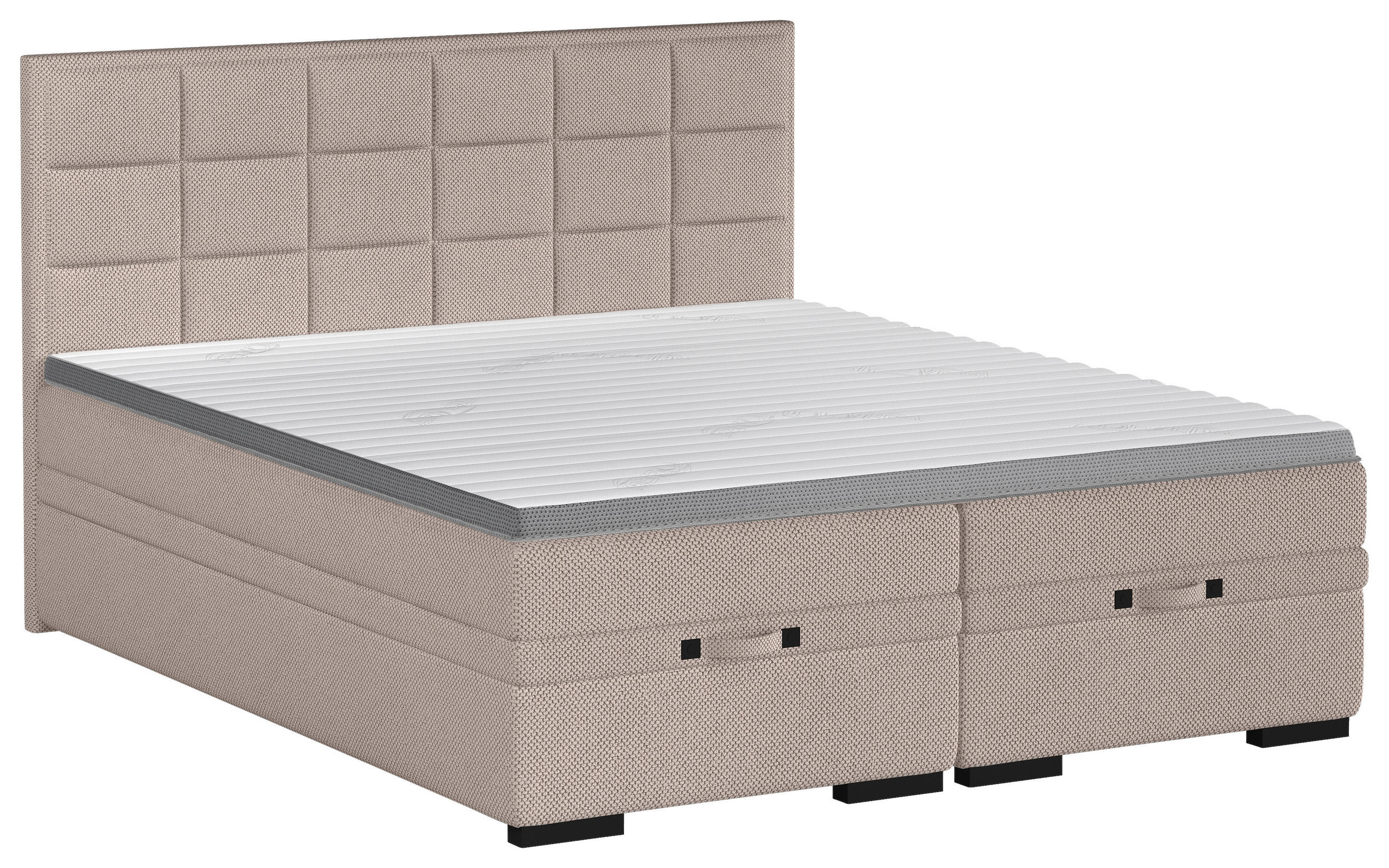 BOXSPRINGBETT 180/200 cm  in Taupe  - Taupe/Schwarz, KONVENTIONELL, Kunststoff/Textil (180/200cm) - home24
