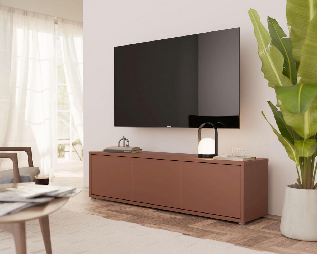 LOWBOARD  in 154,2/42,5/34,9 cm  - Terracotta/Grau, MODERN, Holzwerkstoff/Metall (154,2/42,5/34,9cm) - Carryhome