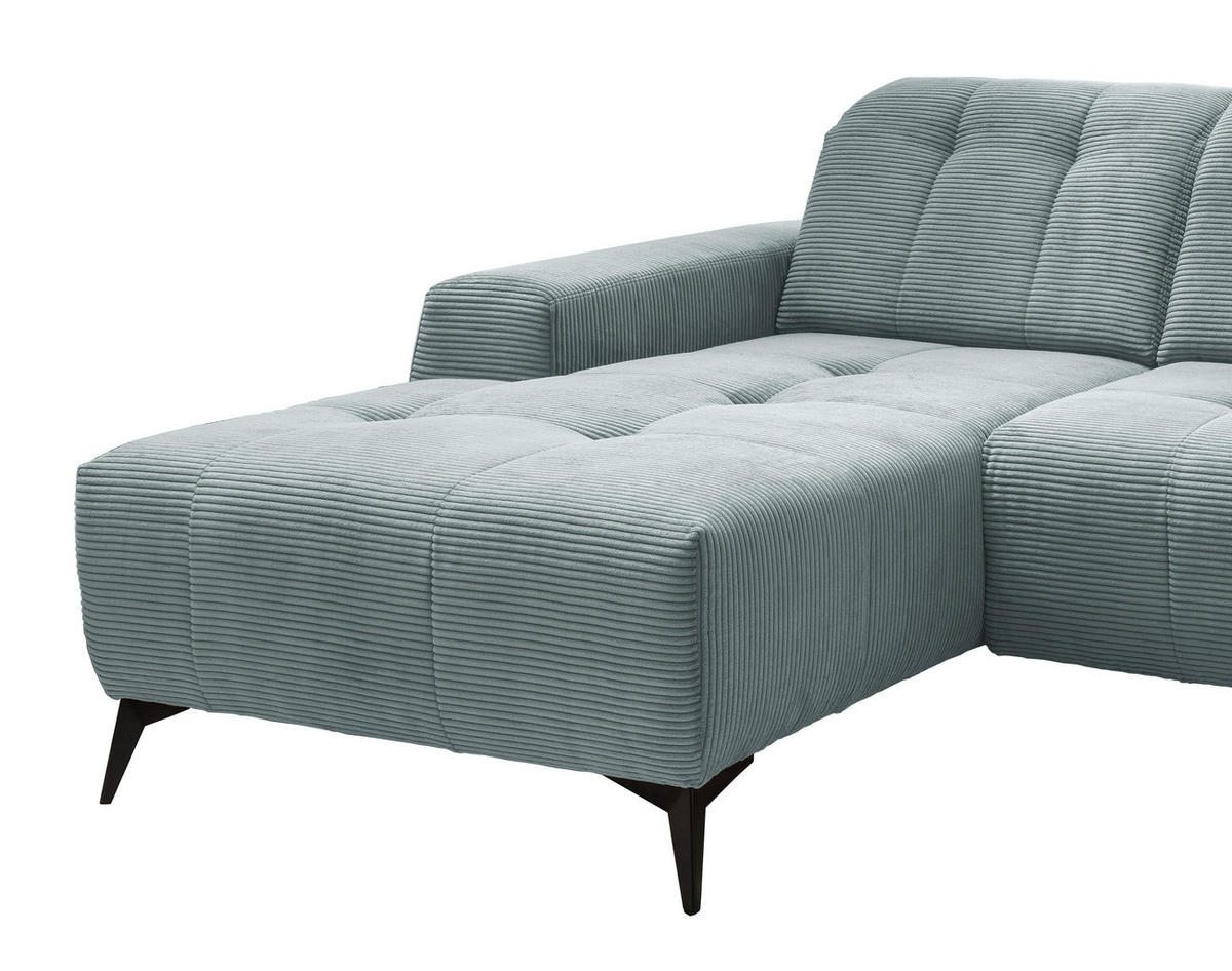 ECKSOFA in Cord Hellblau  - Schwarz/Hellblau, Modern, Textil/Metall (180/258cm) - Livetastic