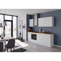 KÜCHENBLOCK 230 cm   Weiss  - Weiss/Edelstahlfarben, Design, Holzwerkstoff/Metall (230cm) - Impuls