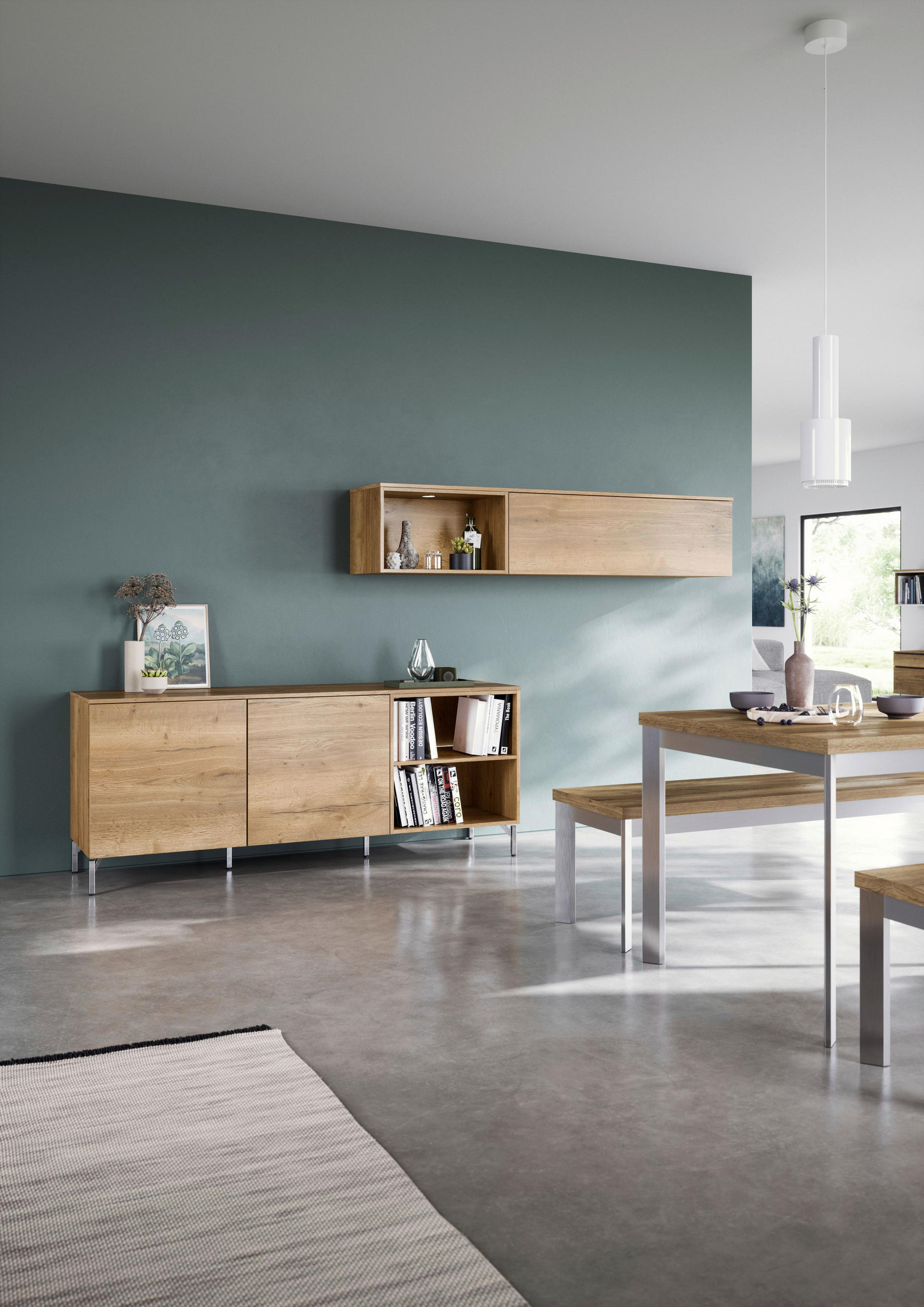 SIDEBOARD  in 180,3/73,6/48,5 cm  - Chromfarben/Eichefarben, Design, Holzwerkstoff/Metall (180,3/73,6/48,5cm) - Celina Home