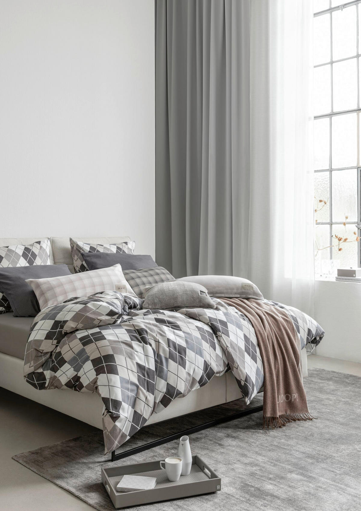 BETTWÄSCHE Soft Pattern Flanell 200/200 cm  - Dunkelgrau, KONVENTIONELL, Textil (200/200cm) - Joop!
