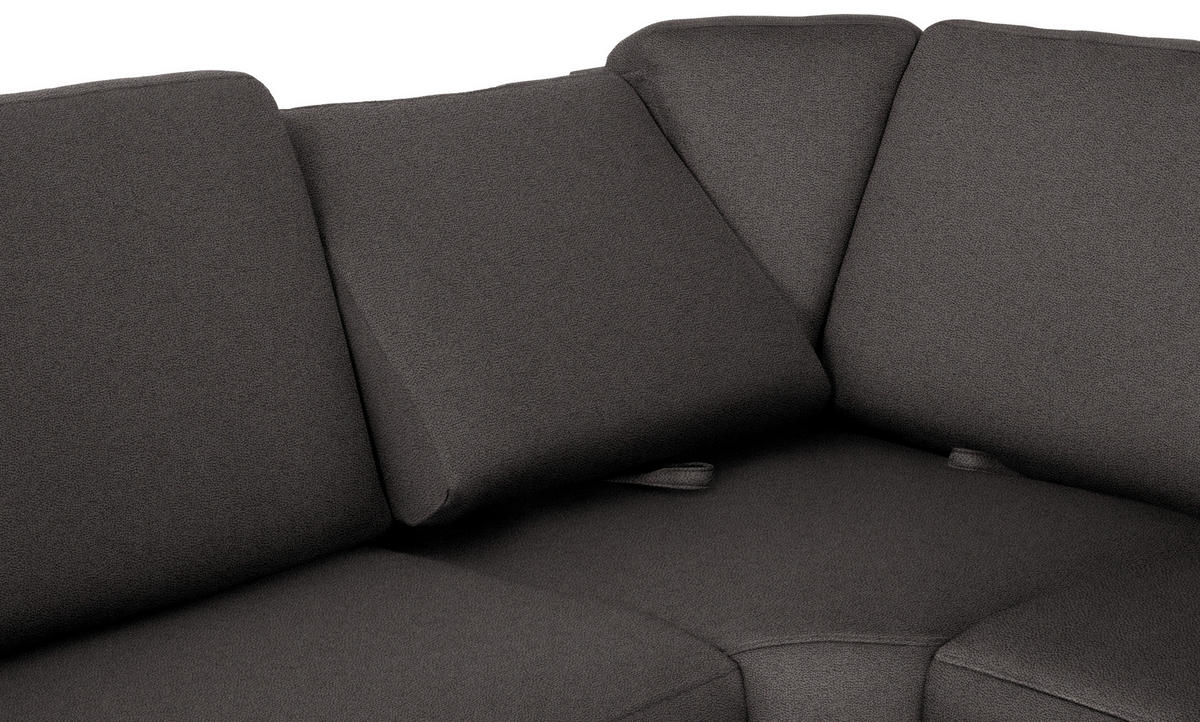 WOHNLANDSCHAFT Dunkelgrau Flachgewebe  - Chromfarben/Dunkelgrau, KONVENTIONELL, Textil/Metall (240/336/163cm) - Beldomo System
