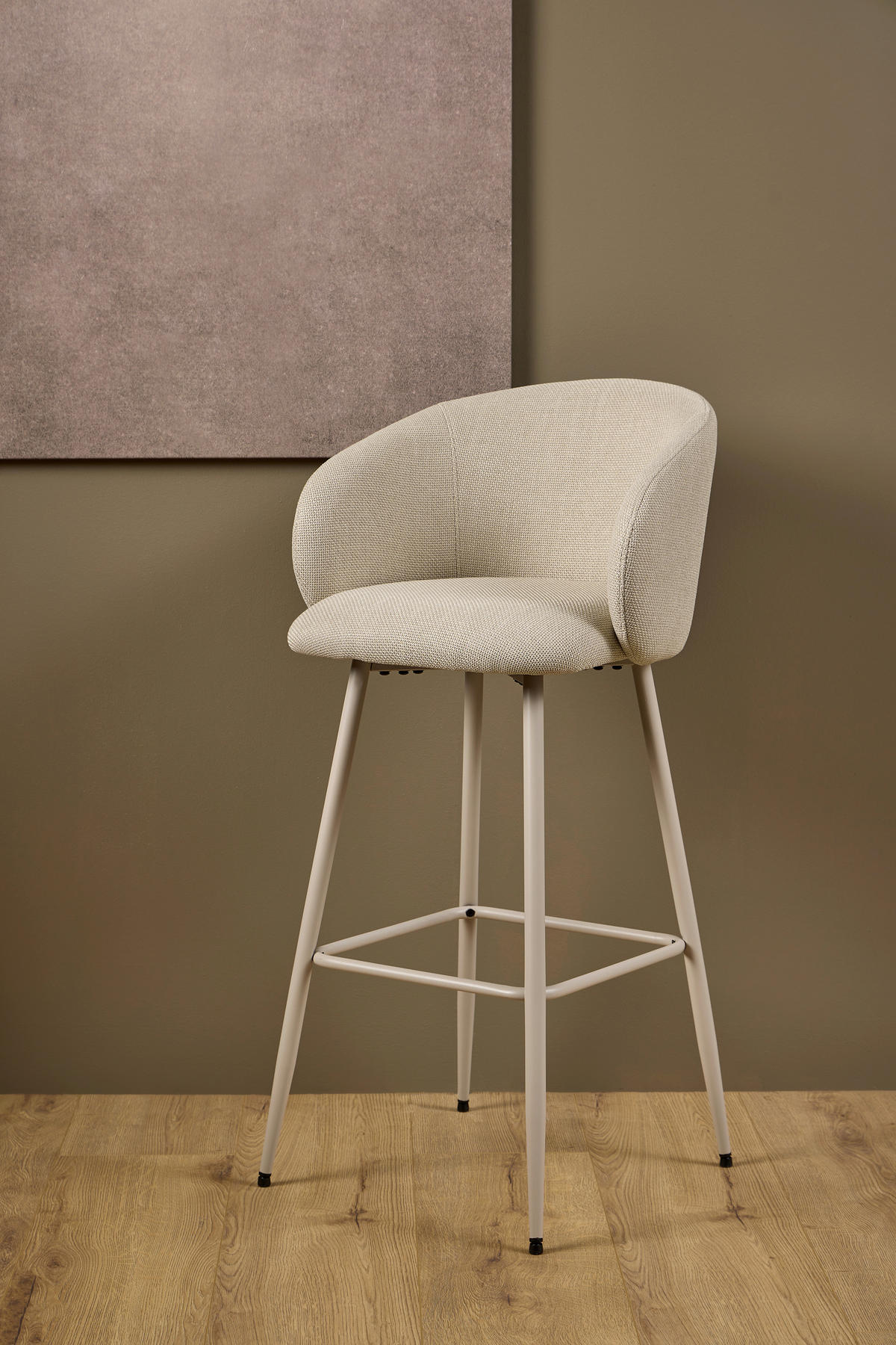 BARHOCKER in Textil Grau, Beige  - Beige/Creme, Design, Textil/Metall (54/105/52cm) - MID.YOU