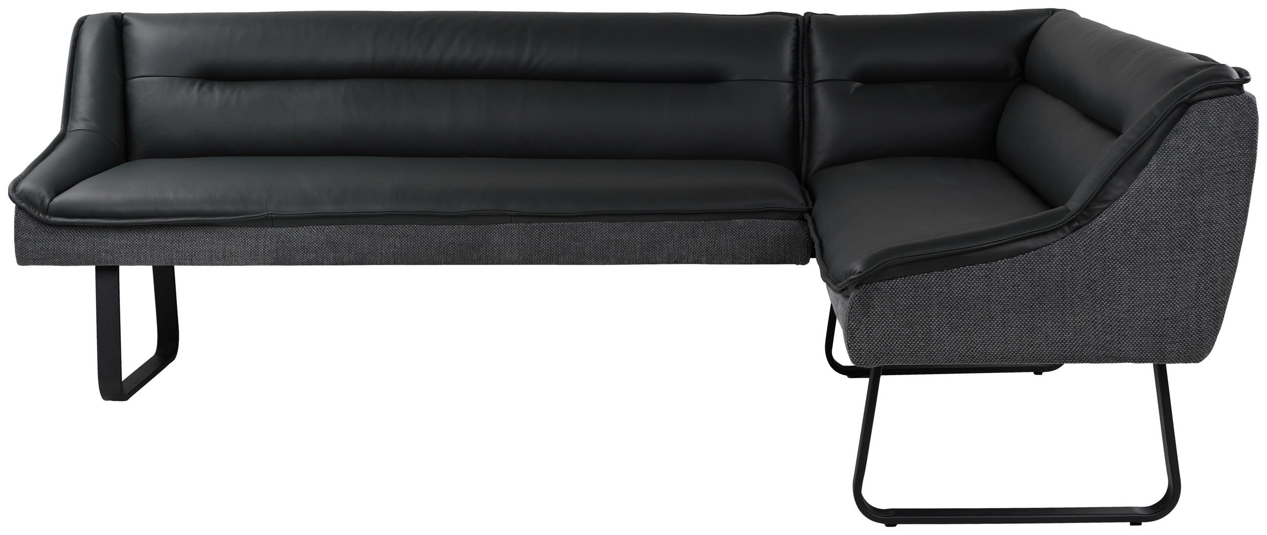 ECKBANK 237/178 cm Struktur Echtleder Schwarz   - Schwarz, Design, Leder/Textil (237/178cm) - Novel