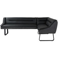 ECKBANK 237/178 cm Struktur Echtleder Schwarz   - Schwarz, Design, Leder/Textil (237/178cm) - Novel