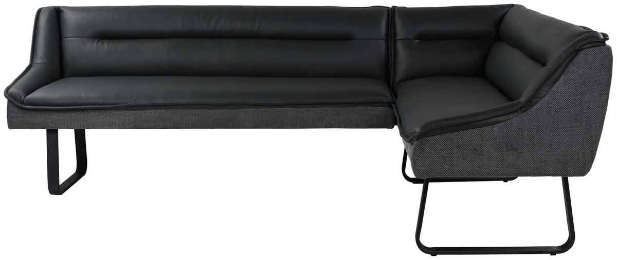 ECKBANK 237/178 cm Struktur Echtleder Schwarz   - Schwarz, Design, Leder/Textil (237/178cm) - Novel