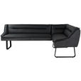 ECKBANK 237/178 cm Struktur Echtleder Schwarz   - Schwarz, Design, Leder/Textil (237/178cm) - Novel