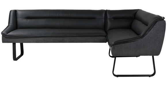 ECKBANK 237/178 cm Struktur Echtleder Schwarz   - Schwarz, Design, Leder/Textil (237/178cm) - Novel