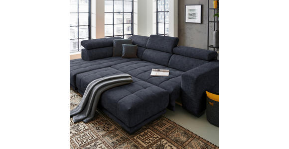 ECKSOFA in Mikrofaser Dunkelgrau 207/301 cm - Dunkelgrau/Schwarz, Design, Textil/Metall (207/301cm) - Xora