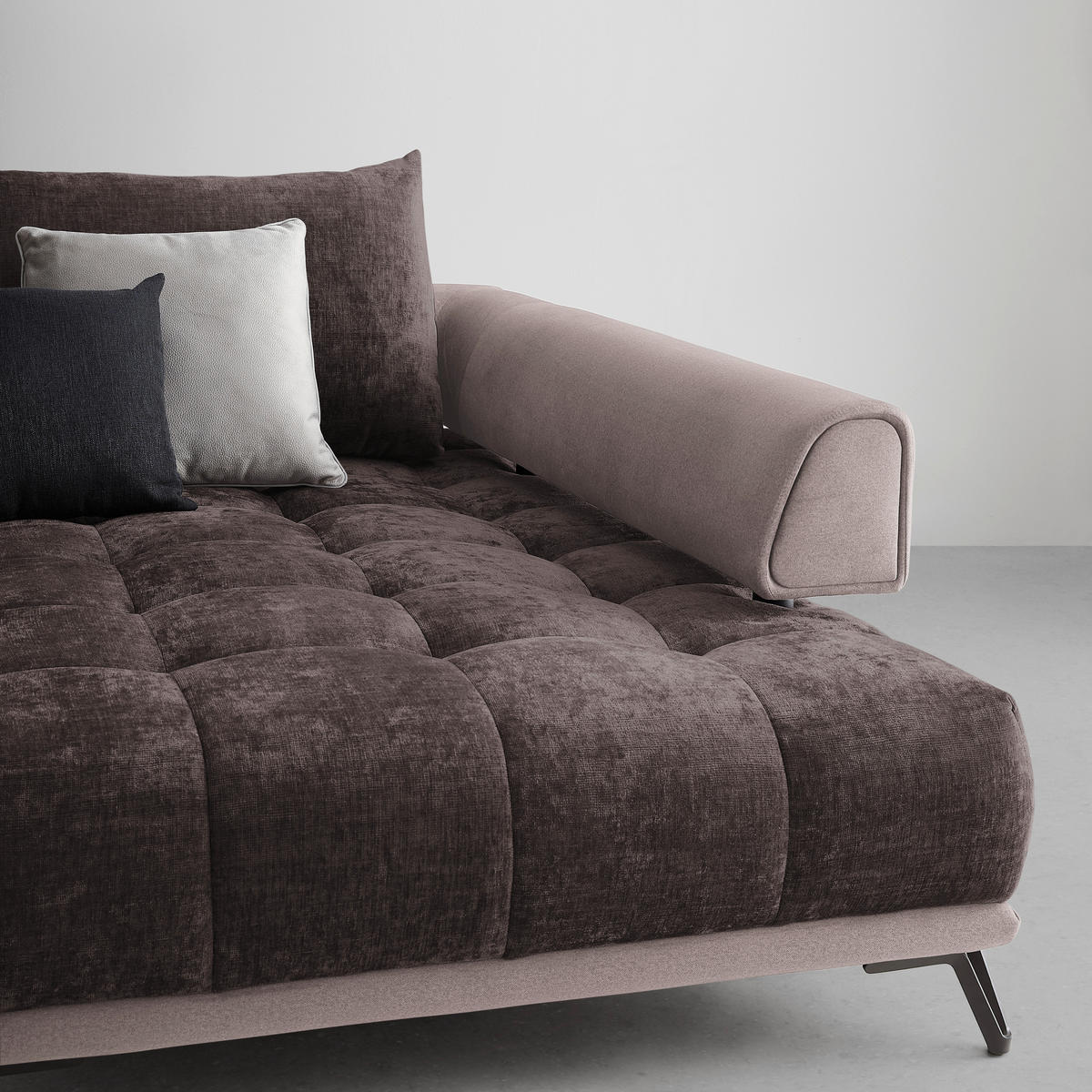 HÖRNSOFFA i brun  - brun/svart, Modern, metall/textil (184/67-87/262cm) - MID.YOU