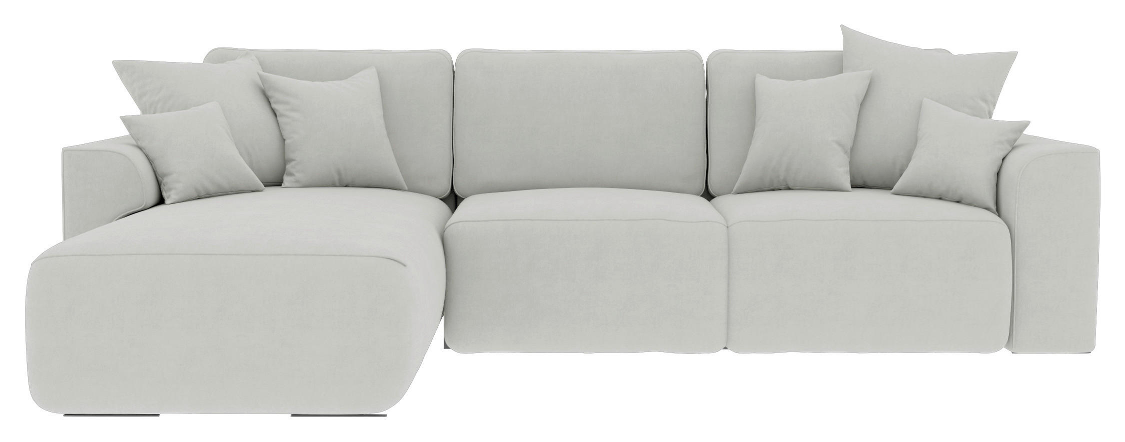 ECKSOFA in Velours Hellgrau  195/293 cm  - Chromfarben/Hellgrau, KONVENTIONELL, Kunststoff/Textil (195/293cm) - Carryhome