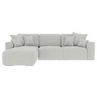 ECKSOFA in Velours Hellgrau  195/293 cm  - Chromfarben/Hellgrau, KONVENTIONELL, Kunststoff/Textil (195/293cm) - Carryhome