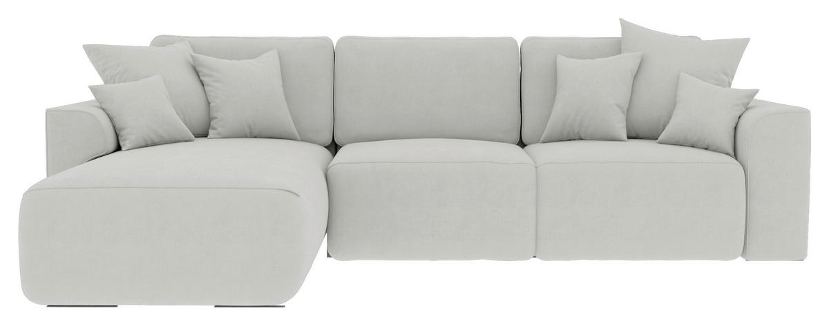 ECKSOFA in Velours Hellgrau  195/293 cm  - Chromfarben/Hellgrau, KONVENTIONELL, Kunststoff/Textil (195/293cm) - Carryhome
