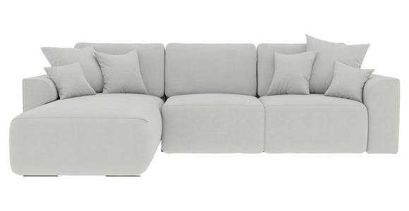 ECKSOFA in Velours Hellgrau  - Chromfarben/Hellgrau, KONVENTIONELL, Kunststoff/Textil (195/293cm) - Carryhome