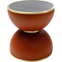 BEISTELLTISCH 47/47/49 cm Orange, Schwarz, Goldfarben rund  - Goldfarben/Schwarz, Design, Keramik/Kunststoff (47/47/49cm) - Kare-Design