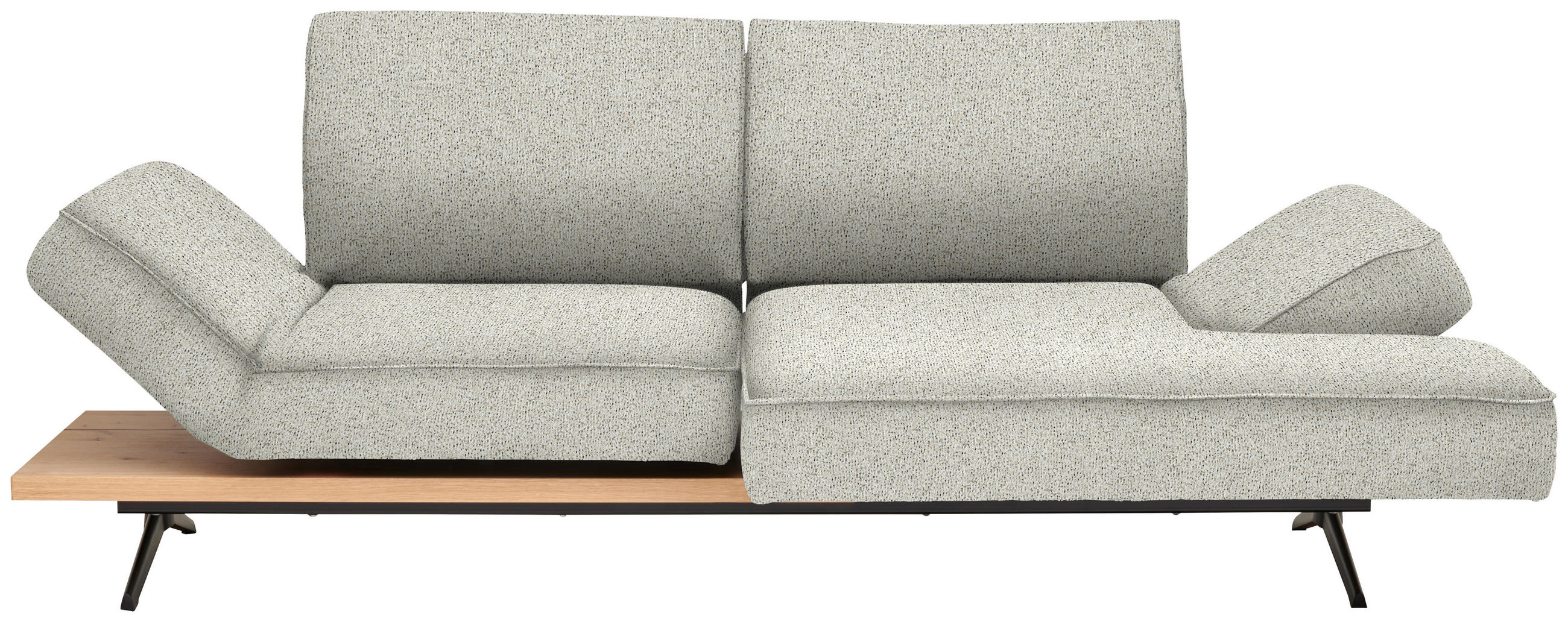 ECKSOFA  in Chenille Creme  240/132 cm  - Creme/Schwarz, Design, Holz/Textil (240/132cm) - Koinor