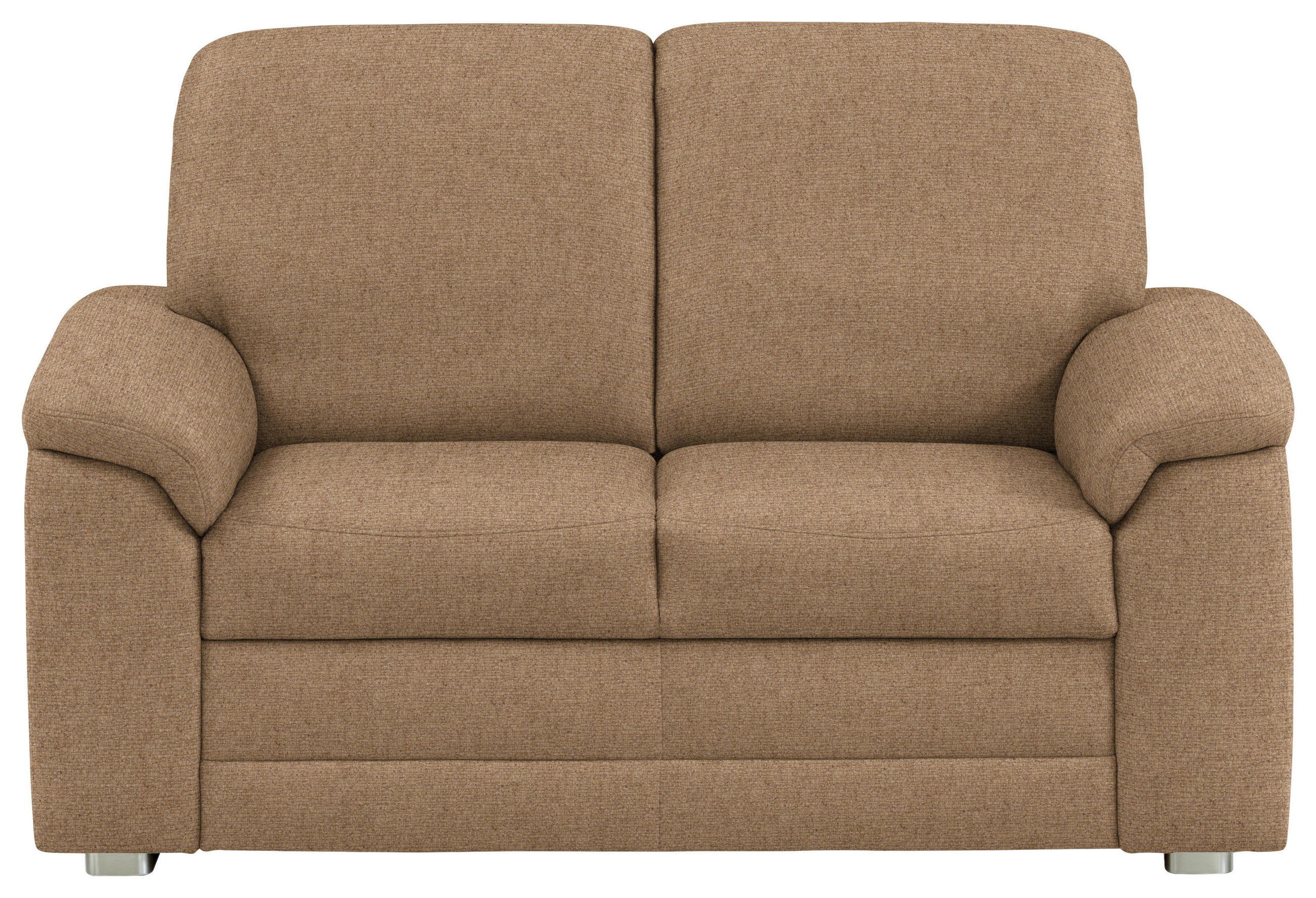 2-SITZER-SOFA Chenille Altrosa, Hellbraun  - Hellbraun/Alufarben, Konventionell, Textil/Metall (156/96/89cm) - Beldomo Comfort