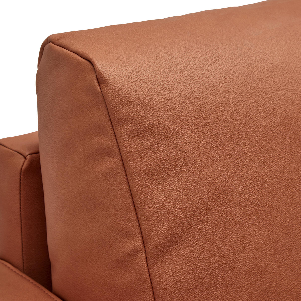 3-SITS SOFFA i läderimitation (vegan) cognacfärgad  - kromfärg/cognacfärgad, Modern, metall/textil (182/85/92cm) - MID.YOU