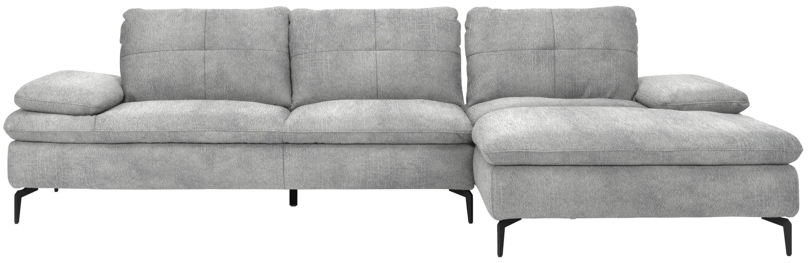 ECKSOFA in Velours Hellgrau  - Hellgrau/Schwarz, Design, Textil/Metall (301/179cm) - Chilliano