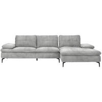 ECKSOFA in Velours Hellgrau  - Hellgrau/Schwarz, Design, Textil/Metall (301/179cm) - Chilliano