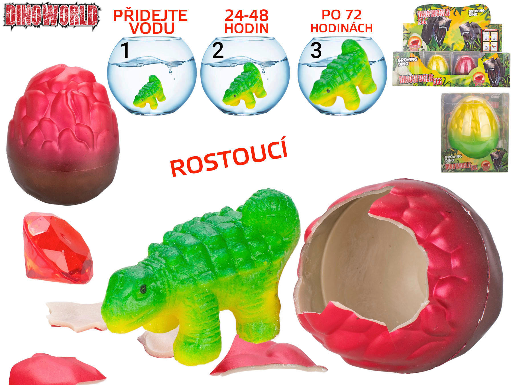 DINOSAURUS - viacfarebná, Basics, kameň (8/9,5/7cm)