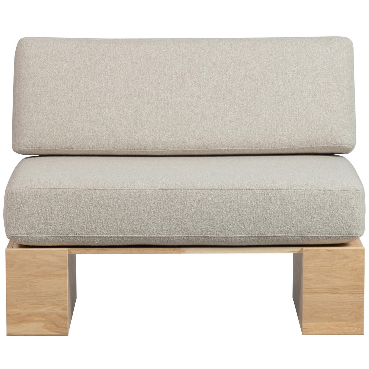 SITZBANK 110/84/67 cm Bouclé Eichefarben, Beige Eiche massiv  - Eichefarben/Beige, MODERN, Holz/Textil (110/84/67cm) - Livetastic