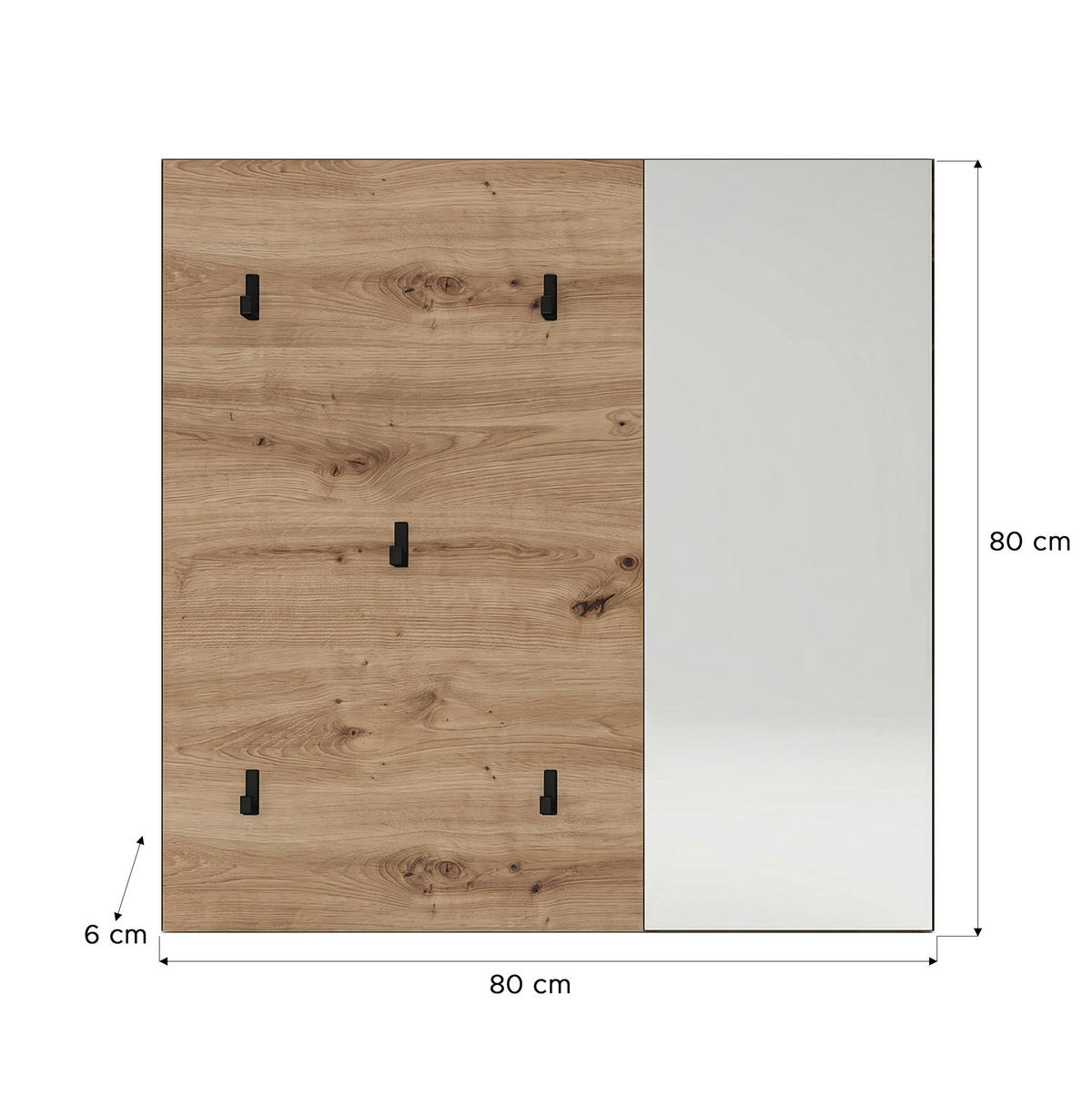 GARDEROBENPANEEL  in 80/80/6 cm  - Eiche Artisan, Design, Holzwerkstoff (80/80/6cm) - MID.YOU