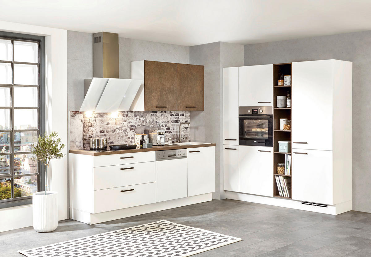 KÜCHENLEERBLOCK  180/220 cm  in Weiß, Bronzefarben  - Weiß/Bronzefarben, Design, Holzwerkstoff (180/220cm) - Celina