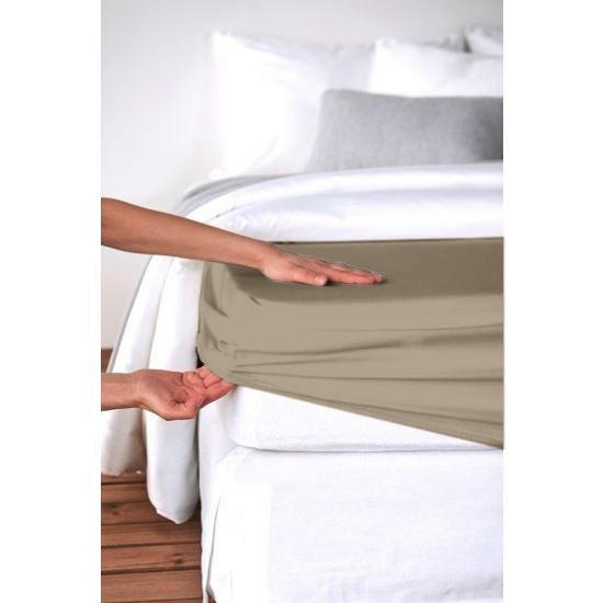 FIXLEINTUCH - Taupe, Basics, Textil (180-200/190-220cm) - Bio:Vio