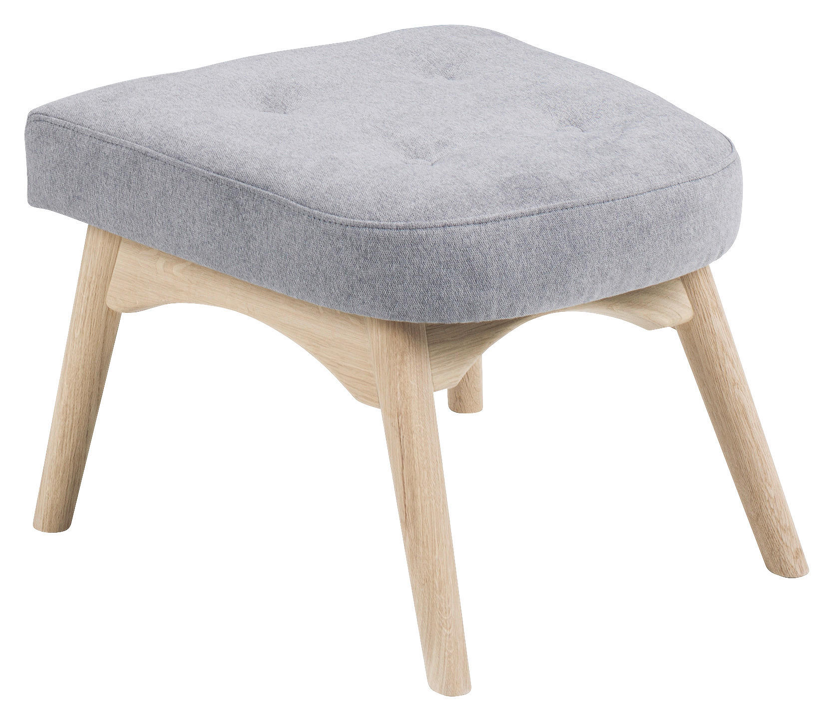 HOCKER Chenille Hellgrau  - Eichefarben/Hellgrau, Design, Holz/Textil (52/37/48cm)
