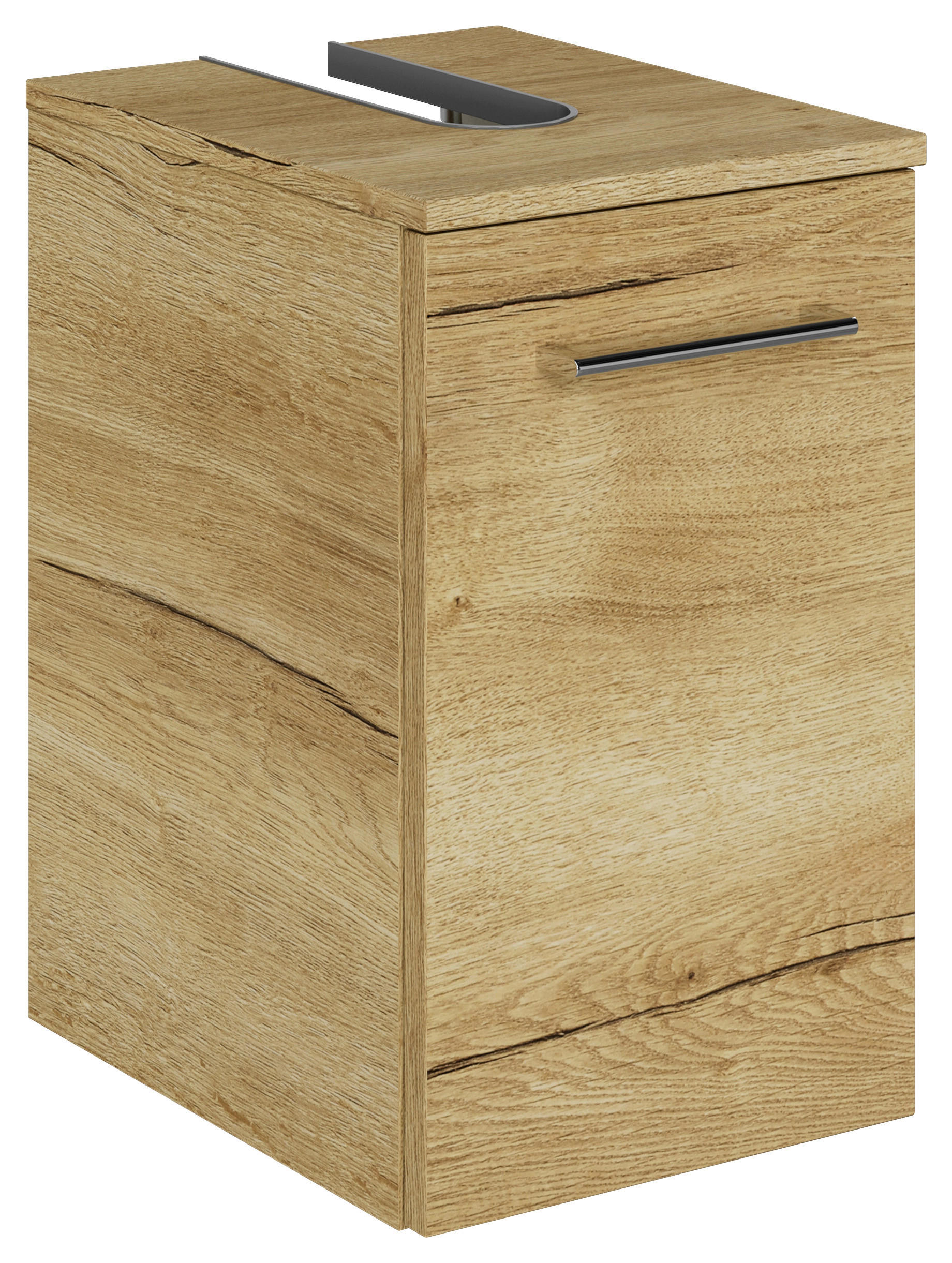 WASCHBECKENUNTERSCHRANK 30/49,8/38,3 cm  - Chromfarben/Wildeiche, KONVENTIONELL, Holzwerkstoff/Metall (30/49,8/38,3cm) - Sadena