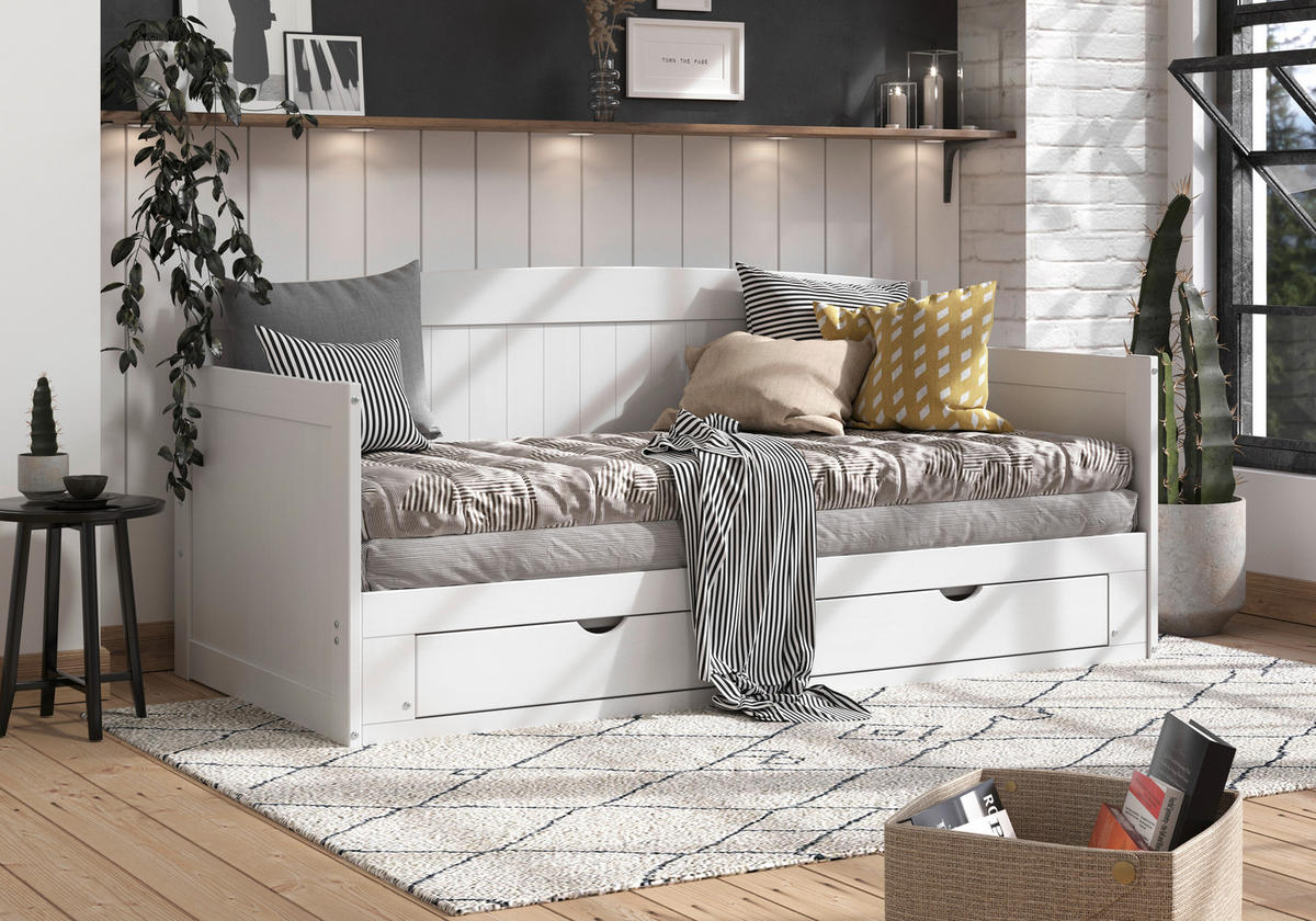 AUSZIEHBETT 200/100-236 cm  in Weiß  - Naturfarben/Weiß, MODERN, Holz/Holzwerkstoff (200/100-236cm) - MID.YOU