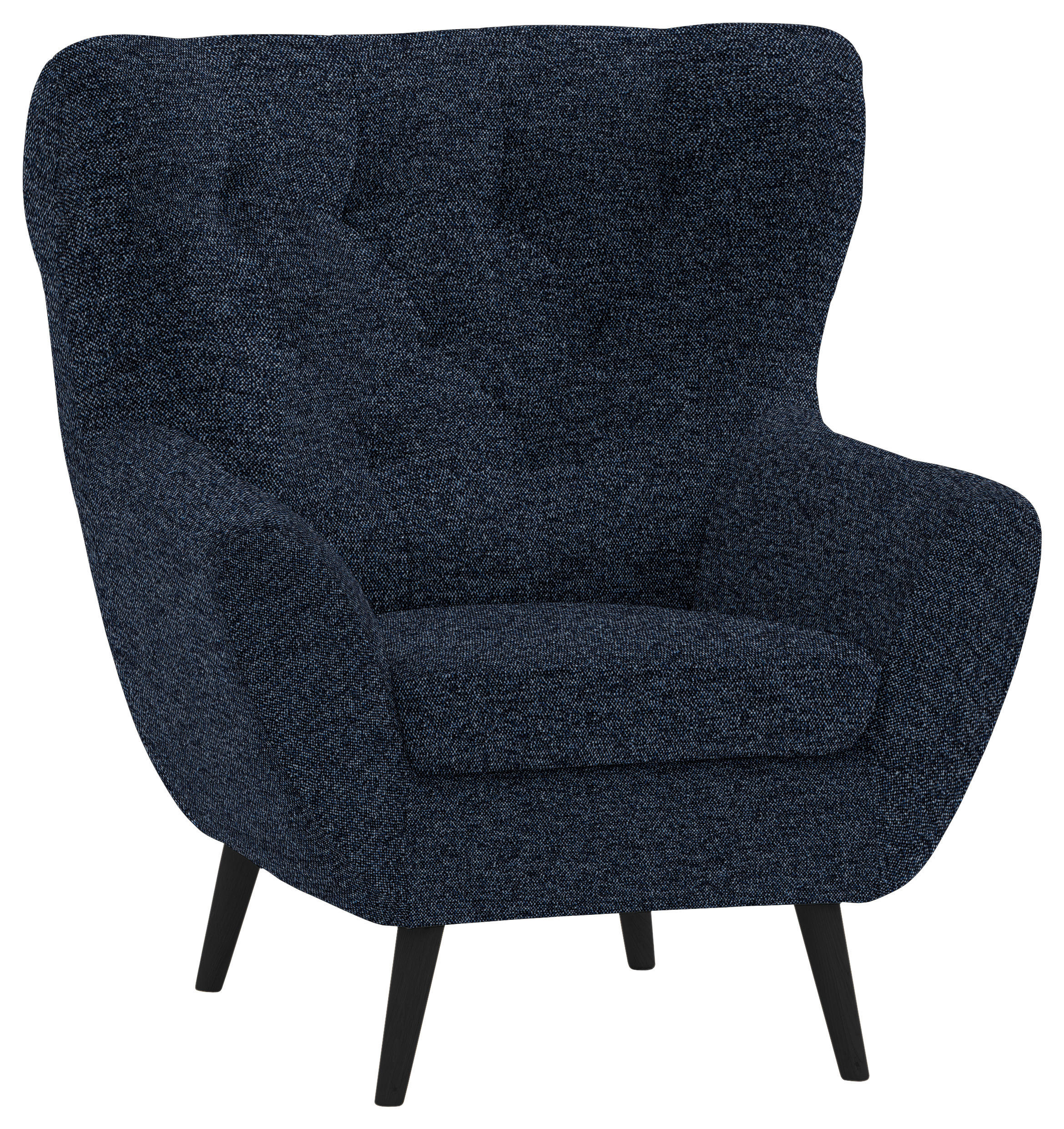 SESSEL in Webstoff Dunkelblau  - Anthrazit/Schwarz, Design, Holz/Textil (87/101/95cm) - Stylife