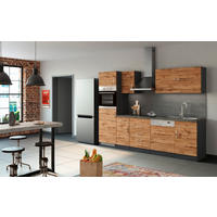KÜCHENBLOCK 270 cm   in Graphitfarben, Schieferfarben, Eiche Wotan  - Chromfarben/Schieferfarben, Modern, Holzwerkstoff/Metall (270cm) - Held