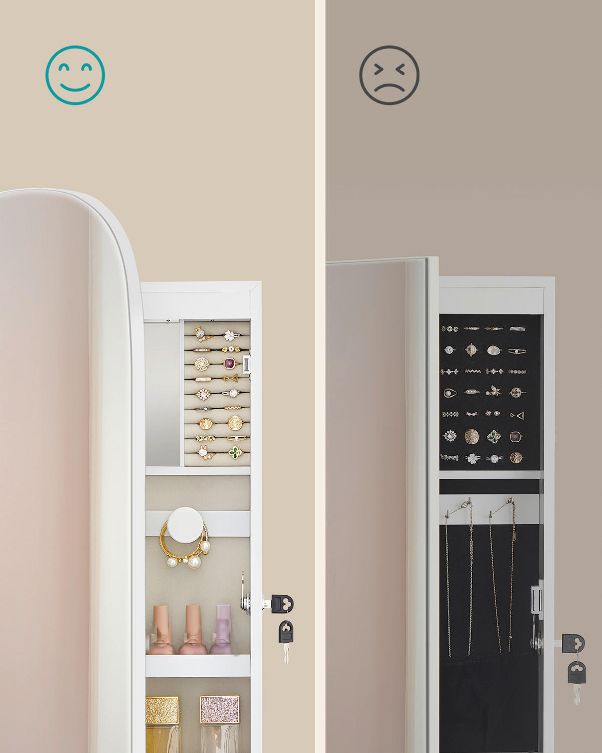 SCHMUCKSCHRANK 42/108/10 cm  - Weiß, LIFESTYLE, Glas/Holzwerkstoff (42/108/10cm)