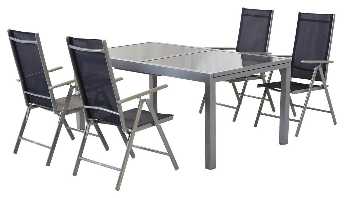 GARTENSET Aluminium  - Silberfarben, MODERN, Textil/Metall - Gardenson