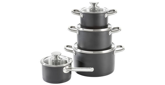 KOCHTOPFSET 4-teilig  - Klar/Schwarz, Basics, Glas/Metall - Homeware Profession.