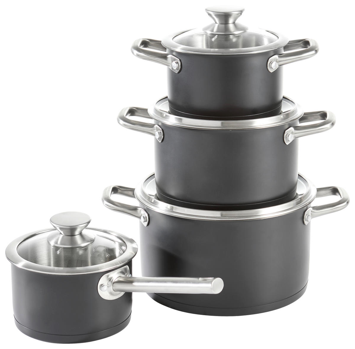 SET ŠERPI 4 dela  - prozirna/crna, Osnovno, staklo/metal - Homeware Profession.
