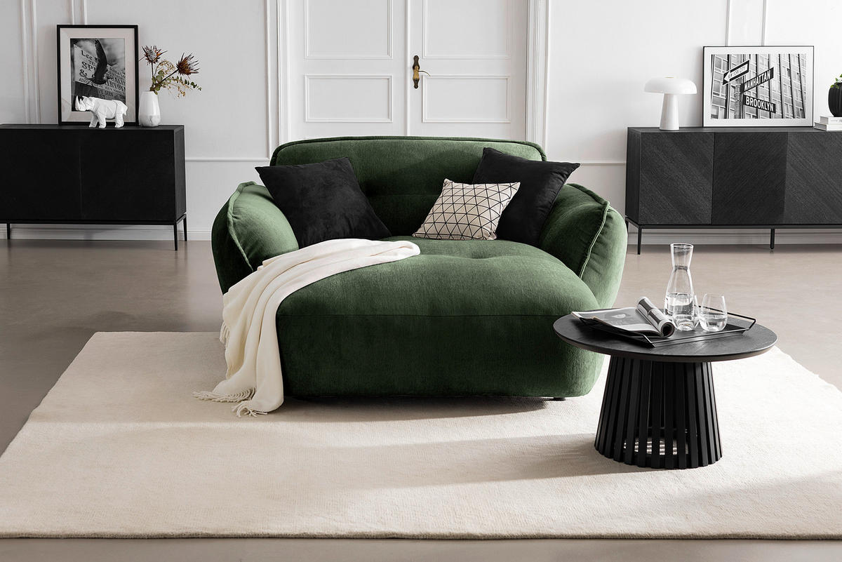 XXL-SESSEL in Chenille Dunkelgrün  - Dunkelgrün/Schwarz, Modern, Kunststoff/Textil (182/87/184cm) - Trendmanufaktur