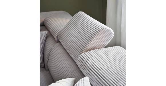 ECKSOFA inkl. Funktionen Hellgrau Cord - Silberfarben/Hellgrau, Design, Textil/Metall (257/226cm) - Xora