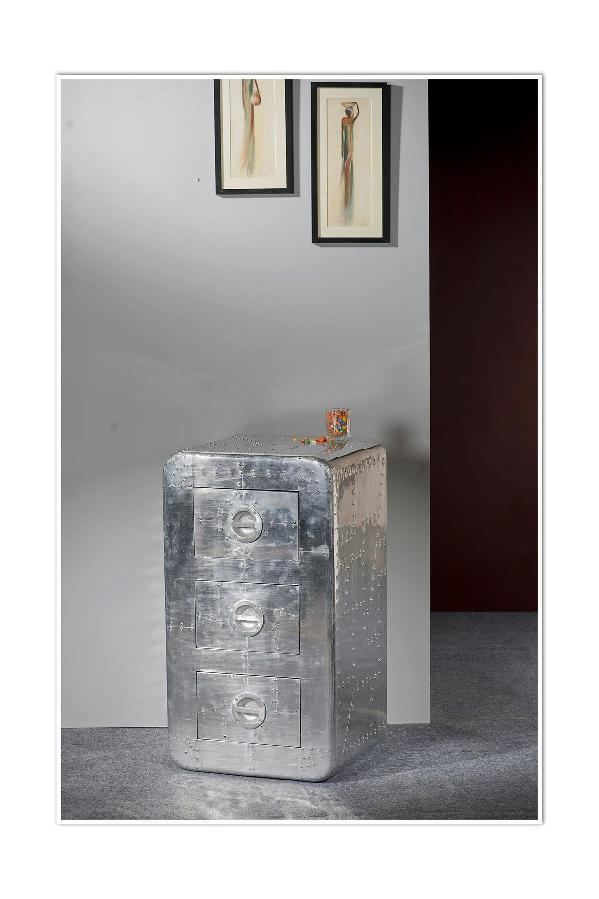 KOMMODE , 45/80/40 cm, 3 Schublade(n)  - Silberfarben, Design, Holz/Holzwerkstoff (45/80/40cm) - MID.YOU